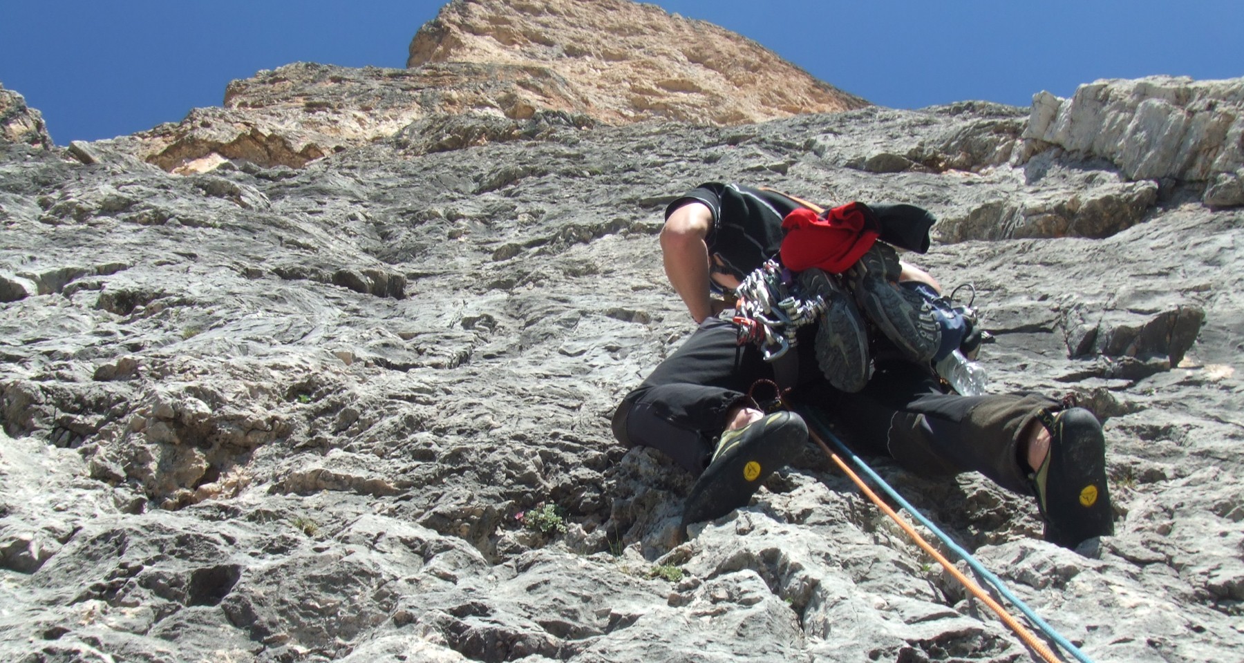 Multi pitch rock climbing Lienzer Dolomites