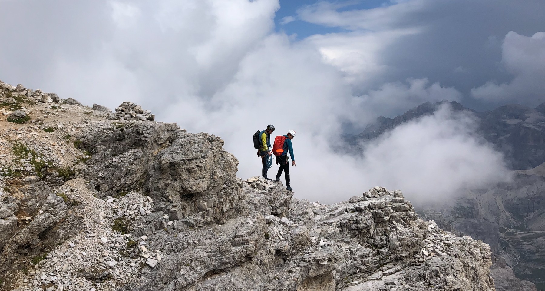 Multi pitch rock climbing Lienzer Dolomites
